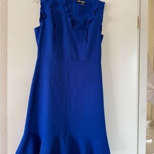 Karl Lagerfeld Cobalt Blue Ruffle V-Neck Sheath Dress size 4